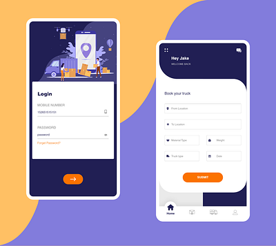 Truck Load App adobe illustrator adobe xd adobexd app delivery app design homepage login page minimalist packers and movers sign up page ui ux