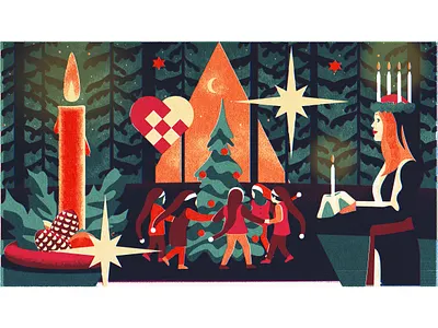 Christmas / CultureTrip candle candlelight christmas christmas tree design editorial art editorial illustration illustration night pinetree print santaclaus texture tradition tree ui vector vintage