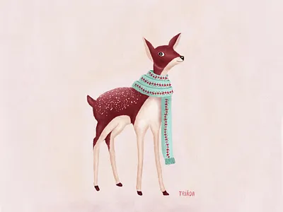 Deer cute cute animal deer design fun illustration nature scarf winter