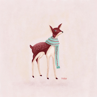 Deer cute cute animal deer design fun illustration nature scarf winter