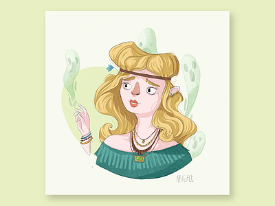 Abigale avatar blond cartoon character color cute ghost girl hair hippie illustration magic portrait sketch spirits witch woman woman illustration woman portrait