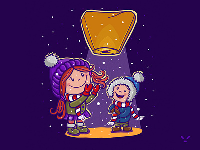 Lampion 2 illustration illustration art illustrator kids kids illustration snow vector illustration vectorart winter wish