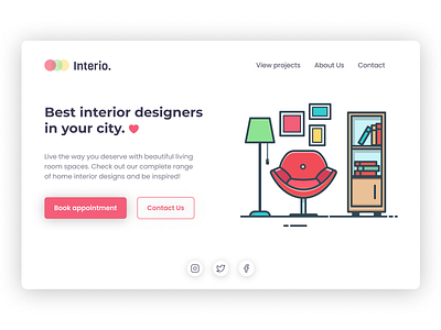 Landing page for interior design branding dailyui figma illustration interface interior design landing page minimal prototype ui uidesign ux uxdesign