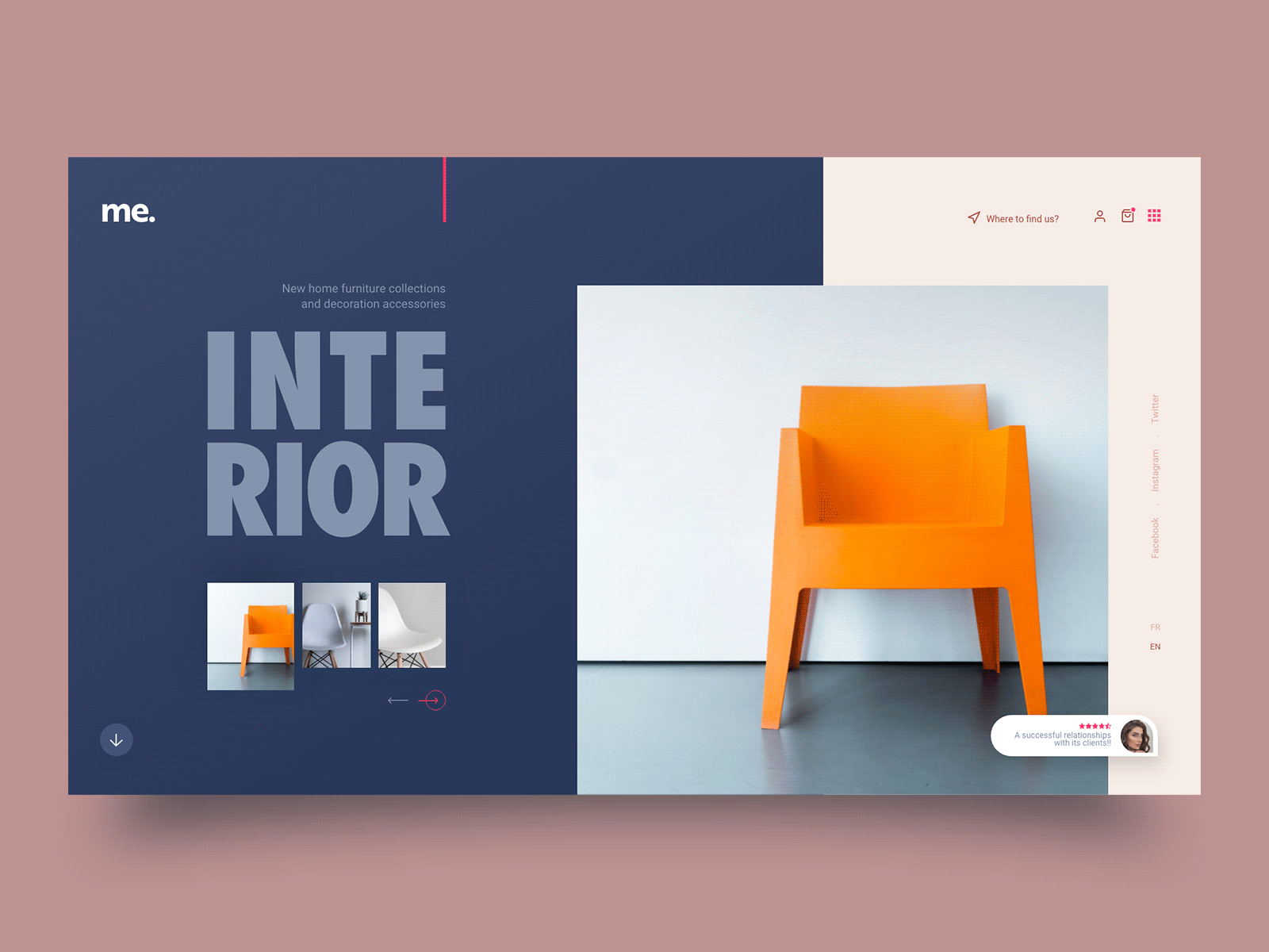 Interior adobe xd animated blue brown concept furniture interaction interface interior minimal pink ui ux webdesign website