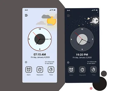 Daily UI #5 Clock ios app alarm app clock app day and night design icon illustration stopwatch timer timers ui