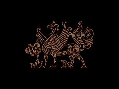 #8 Old russian mythical creature design fresco griffin icon illustration logo outline vector