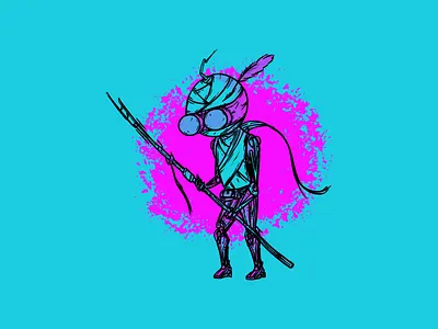 Planetface 80s cyber cyberpunk drawing fantasy futuristic illustration neon pen robot sci fi scifi space