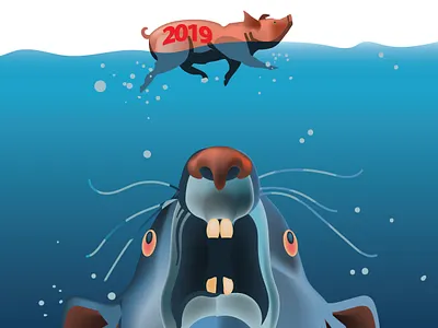 Happy New Year 2020 2020 adobeillustrator animal art artist design digitalart digitalillustration drawing drawings funny happy new year illustration illustrator jaws mouse new year pig vector vectors