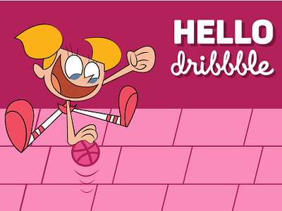 Hello Dribbble! calligraphy cartoon cartoon illustration character drawing debut debuts design dexter draw drawing drawn dribble fun hello hello dribble illustration vector