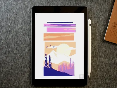 LANDSCAPE illustration iPad pro | procreate flatillustration illustration ipadpro landscape landscape illustration procreate sunset