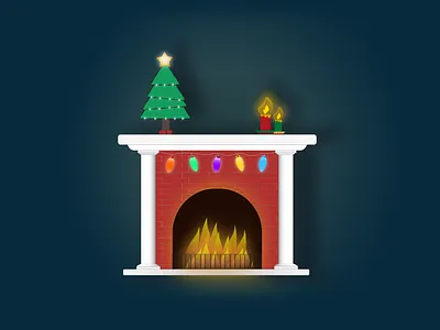 Winter Holydays' Fireplace candles christmas lights christmas tree colors design gradient holidays illustration illustrator mood story vector
