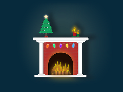 Winter Holydays' Fireplace candles christmas lights christmas tree colors design gradient holidays illustration illustrator mood story vector