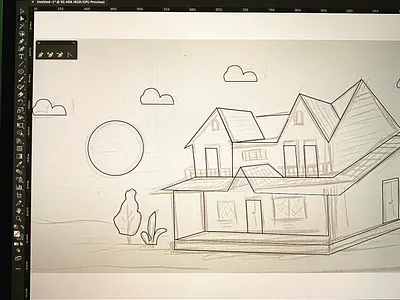 Pencil Sketch to Illustration, Country House illustration illustrations illustrator pencil drawing pencil sketch