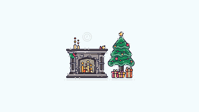 New Year is coming...2020 christmas tree fireplace gifts illustration new year vector