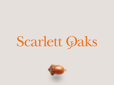 Scarlett Oaks acorn branding florida kharkiv logodesign mark icon emblem new york nursing home orange retirement rich serif bold san francisco scarlet oak typebased typeface typogaphy ukraine usa word logo wordmark