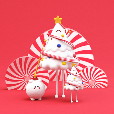 CHRISTMAS FAMILY! animated animation blender candy character christmas christmas tree colors design dribbble dribble family family tree illustration illustrator like red tree