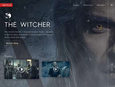 The Witcher landing page netflix sketch smoke smoker socialmedia the witcher trailer ui uidesign visual design