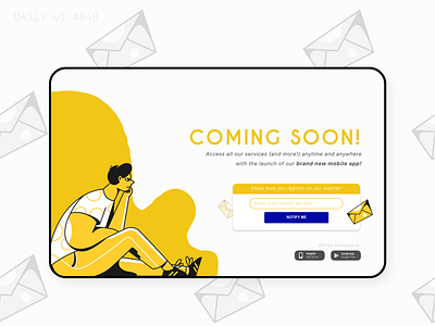 DAILY UI #048 | Coming Soon 048 coming soon coming soon page comingsoon daily daily 100 challenge dailyui dailyui048 dailyuichallenge design ui ui design uidesign uiux uiuxdesigner