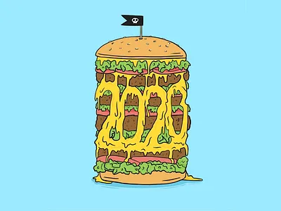 Cheeseburger 2020 2020 cheese cheeseburger drawing food hamburger illustration melt messy new year procreate