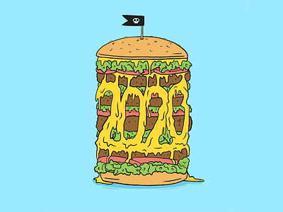 Cheeseburger 2020 2020 cheese cheeseburger drawing food hamburger illustration melt messy new year procreate