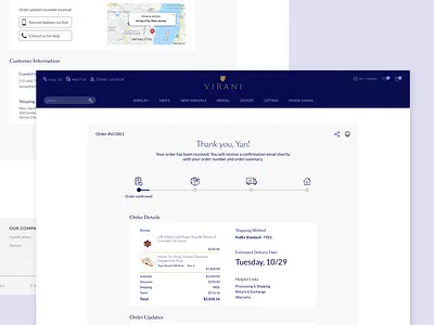 Virani Jewelers Online Checkout brand checkout clean ecommerce elegant jewelery online shop online shopping shopify shopping bag shopping cart thankyou ui ux web design