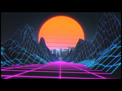 Synthwave landscape 80s style after effect animation cinema 4d data visualization design digital art futuristic motion design motion graphics retro retrowave space synthwave