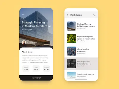 Event App Exploration app architecture clean daily event minimal search thumbnails ui ux