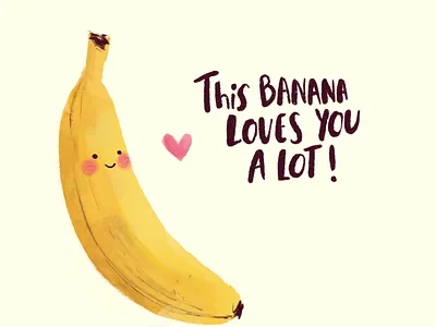Banana Love banana cute cute fruit cute illustration illustraion ipadpro love procreate