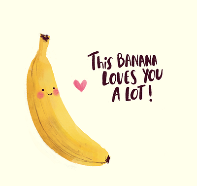 Banana Love banana cute cute fruit cute illustration illustraion ipadpro love procreate