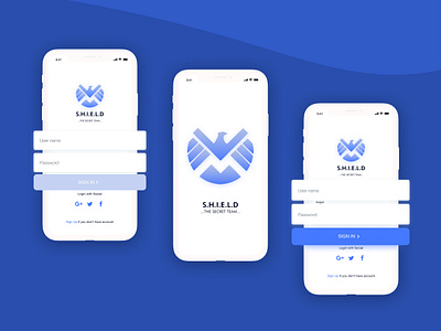 SHIELD APP app avengers branding clean design illustration ironman logo minimal typography ux