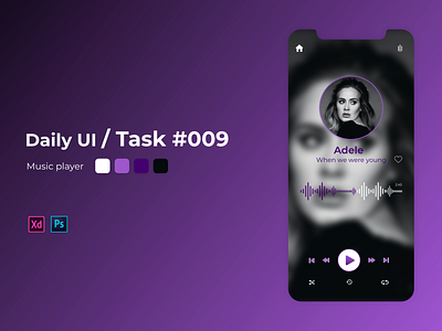 Daily UI Challenge Task 009 app branding design mobile app mobile ui music music app music art music player musician pause play song ui ui ux uidesign ux ux design