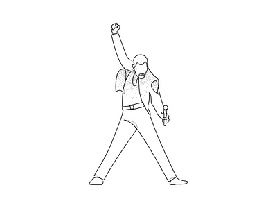 Freddie Mercury bw dotwork illustration music pointillism queen rock single line spaghetti