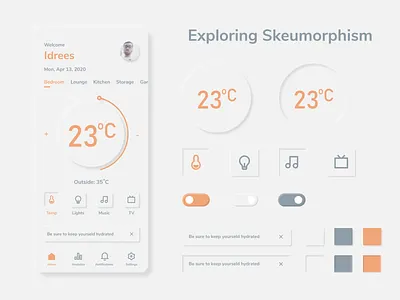 Exploring Skeumorphism app automation design figma flat minimal neumorphism skeumorphism skeuomorph smart home temperature ui ux weather