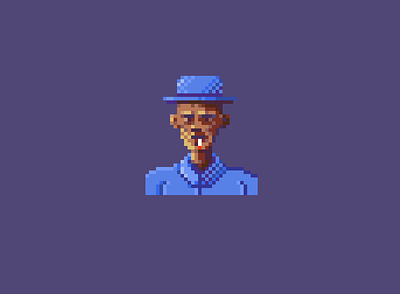 Smoking Old Man character colors dizzyline gaming illustration pixel pixel art pixelart videogame