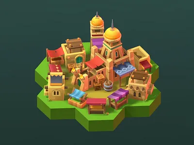 Stylized market building model 3d blender game game dev gamedev low poly