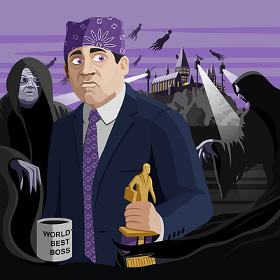 Prison Mike's Escape adobe illustrator casale graphic design dementors digital illustration dundee dunder mifflin dwight schrute emerson custom harry potter hogwarts illustration illustrator nick casale prison mike the office wizard