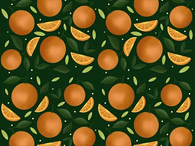 Citrus pattern citrus dots fruit fruit illustration fruits green hand drawn illustration leaves orange orange juice pattern procreate
