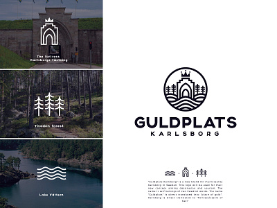 Guldplats brand identity branding castle design forest forte fortress identity design lake logo logodesign minimalist municipality trazo turism