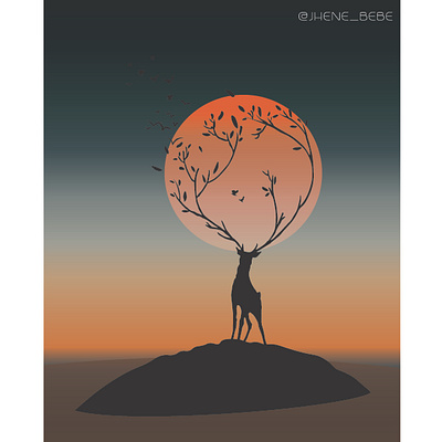 Bambi animal art bambi cartoon disney gradient gradient color graphicdesign illustarion pantone pinterest shapes sunset