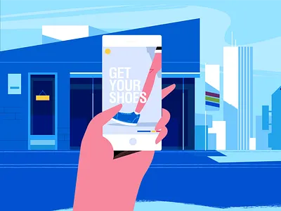 Get your shoes adobe illustrator ai animation app asset blue branding buy flat style illustration phone shoes shop simple vector