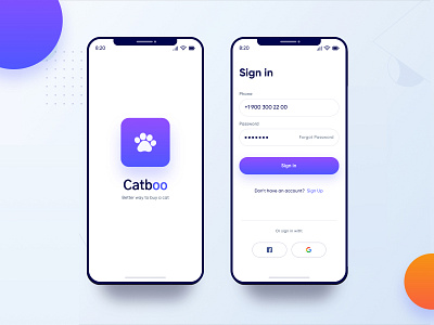 Catboo iOS App app appdesign appui design sign in sign up typogaphy ui ux