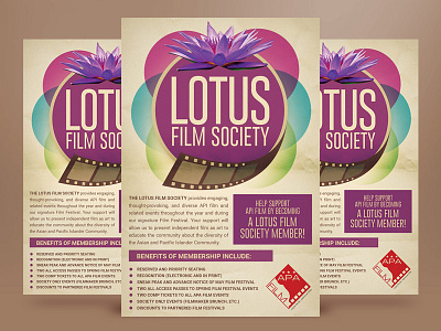 Lotus Film Society Flyer advertising club fest film festival film poster flyer freelance design indie lotus membership movie paper design photoshop print design promotion retro design rgb society