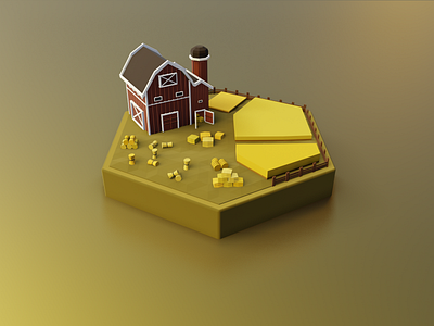 Wheat (Catan #6) 3d blender blender 3d board game catan design diorama eevee illustration isometric low poly lowpoly lowpolyart tile