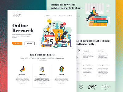 Online Research Landing page app app design app ui art clean color courses education flat home homepage landing landing page minimal ui ui ux ui design uidesign web website