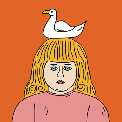 A girl and her duck design duck girl illustration portrait vector