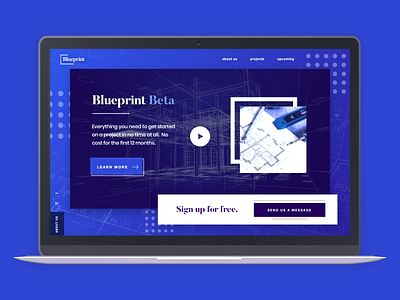 Beta Blueprint Web UI Design abstract blue blueprint dots fullscreen landing overlay parallax scroll animation ui design video web design