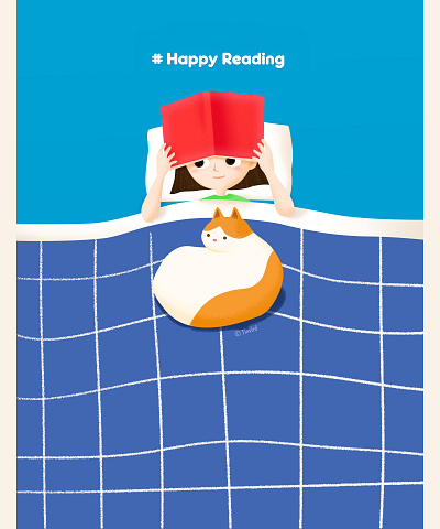 New year's resolution #Reading cat character dailylife doodle drawing girl happyreading illustration photoshop reading