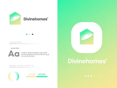 Divinehomes app gradient green home logo logo design logos search