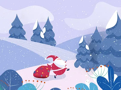 Christmas art blue christmas christmas tree clouds design flowers gifts graphic design illustration illustrator merry christmas rabbit red santa santa claus snow snowflake snowman xmas