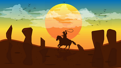 cow boy artworks character color concept cowboy design gradient graphic design graphics illustration indian movies vector